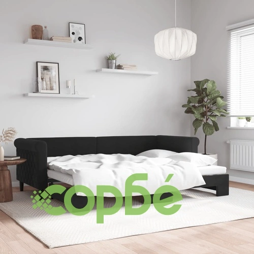 Канапе с изтеглящо разтегателно легло черно 80x200 см кадифе ➤ топ цена ➤ sorbe.bg
