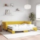Канапе с изтеглящо разтегателно легло жълто 90x200 см кадифе