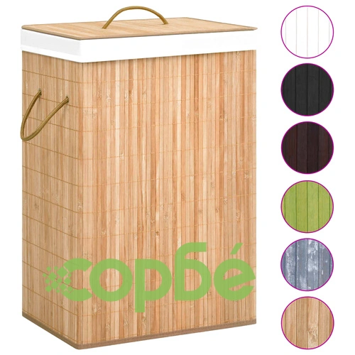 Бамбуков кош за пране с 2 секции 72 л ➤ топ цена ➤ sorbe.bg