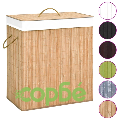 Бамбуков кош за пране с 2 секции, 100 л ➤ топ цена ➤ sorbe.bg