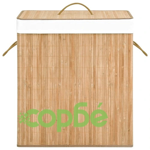 Бамбуков кош за пране с 2 секции, 100 л ➤ топ цена ➤ sorbe.bg