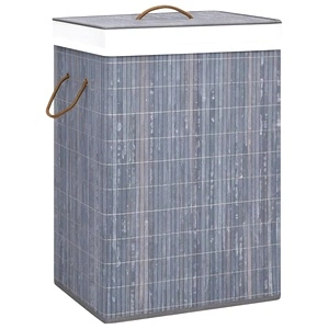 Бамбуков кош за пране с 2 секции, сив, 72 л
