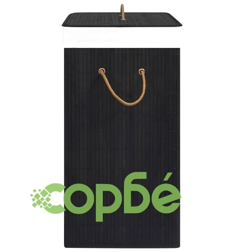 Бамбуков кош за пране с 2 секции черен 72 л ➤ топ цена ➤ sorbe.bg