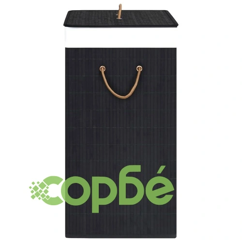 Бамбуков кош за пране с 2 секции черен 100 л ➤ топ цена ➤ sorbe.bg