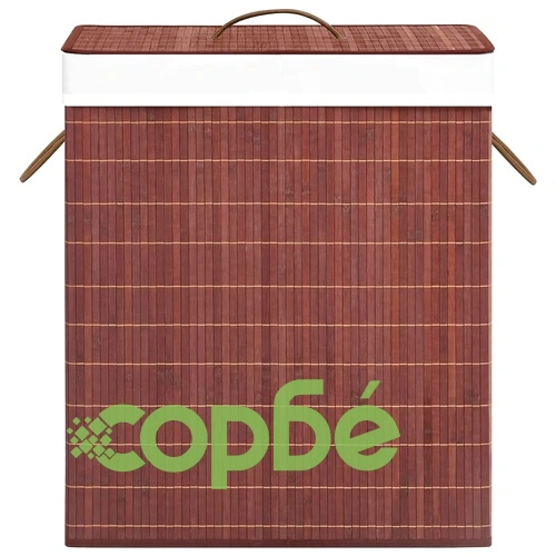 Бамбуков кош за пране с 2 секции кафяв 100 л ➤ топ цена ➤ sorbe.bg