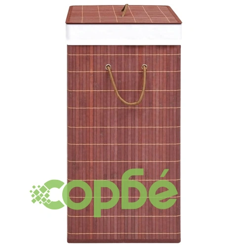 Бамбуков кош за пране с 2 секции кафяв 100 л ➤ топ цена ➤ sorbe.bg