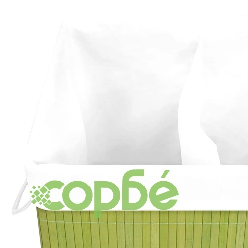 Бамбуков кош за пране с 2 секции зелен 72 л ➤ топ цена ➤ sorbe.bg