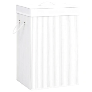 Бамбуков кош за пране с една секция, бял