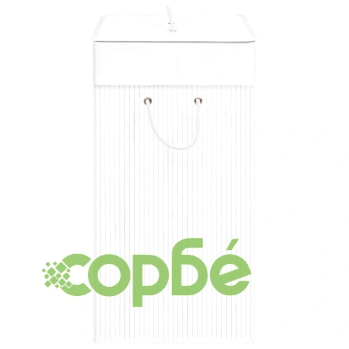 Бамбуков кош за пране с една секция, бял, 83 л ➤ топ цена ➤ sorbe.bg