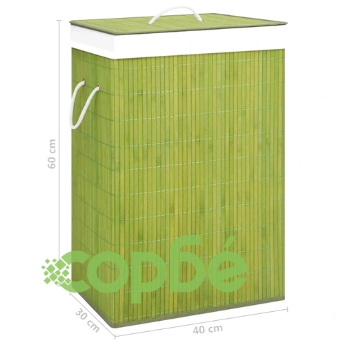 Бамбуков кош за пране с една секция, зелен ➤ топ цена ➤ sorbe.bg