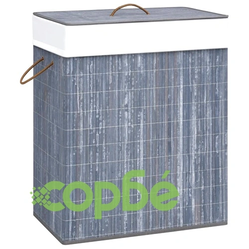 Бамбуков кош за пране с една секция, сив, 83 л ➤ топ цена ➤ sorbe.bg