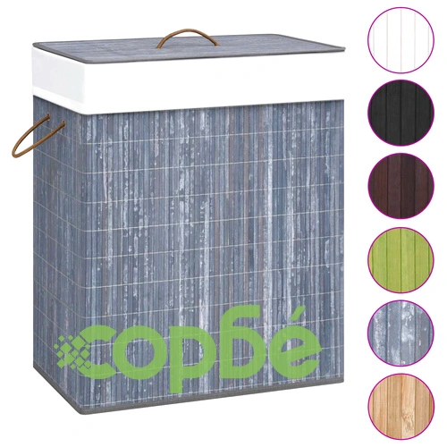 Бамбуков кош за пране с една секция, сив, 83 л ➤ топ цена ➤ sorbe.bg