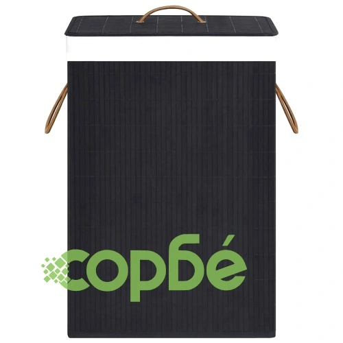 Бамбуков кош за пране с една секция, черен ➤ топ цена ➤ sorbe.bg