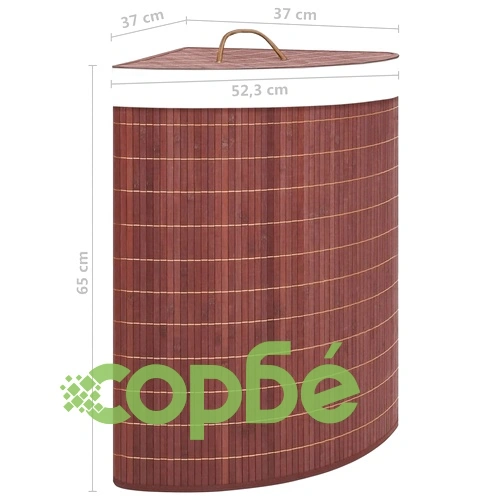 Бамбуков ъглов кош за пране, кафяв, 60 л ➤ топ цена ➤ sorbe.bg