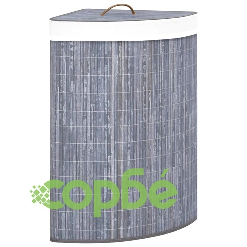 Бамбуков ъглов кош за пране, сив, 60 л ➤ топ цена ➤ sorbe.bg