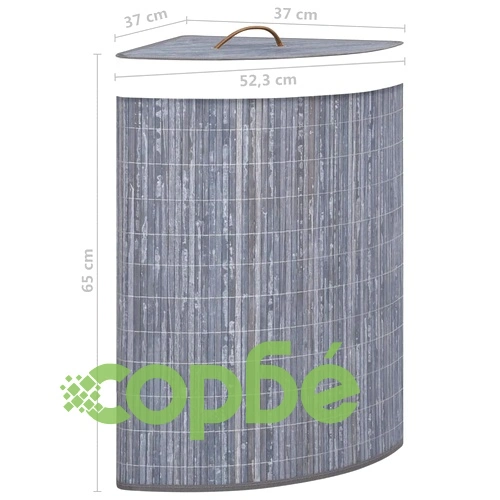Бамбуков ъглов кош за пране, сив, 60 л ➤ топ цена ➤ sorbe.bg