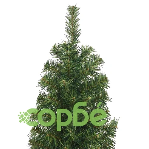 Тънка изкуствена коледна елха със стойка, зелена, 210 см, PVC ➤ топ цена ➤ sorbe.bg