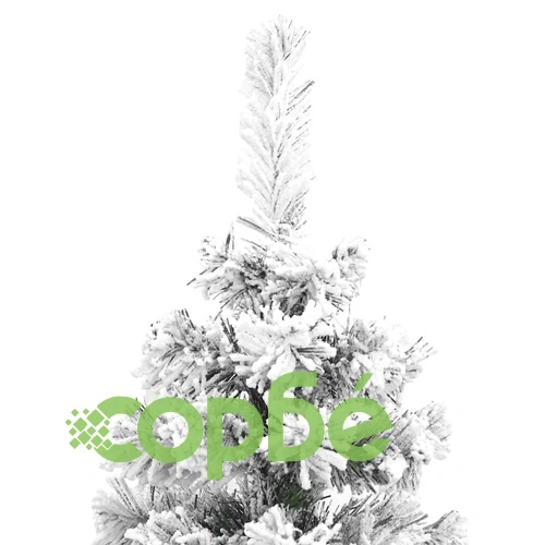 Тънка изкуствена коледна елха с флокиран сняг зелена 210 см PVC ➤ топ цена ➤ sorbe.bg