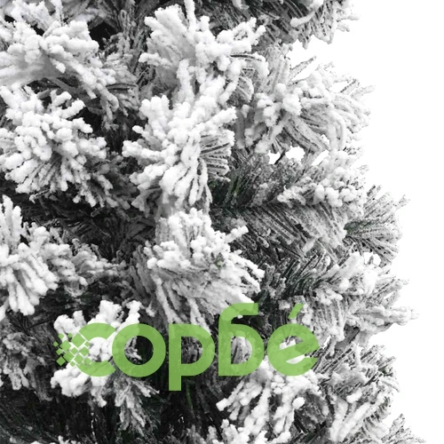 Тънка изкуствена коледна елха с флокиран сняг зелена 210 см PVC ➤ топ цена ➤ sorbe.bg