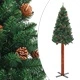 Тънка коледна елха с истинско дърво и шишарки зелена 150 см PVC
