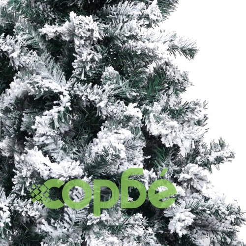 Изкуствена коледна елха с флокиран сняг, зелена, 150 см, PVC ➤ топ цена ➤ sorbe.bg