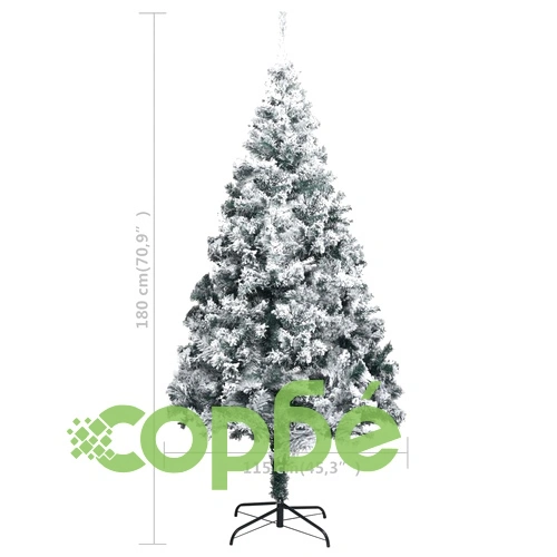 Изкуствена коледна елха с флокиран сняг, зелена, 180 см, PVC ➤ топ цена ➤ sorbe.bg