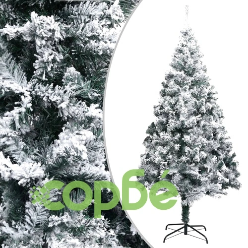 Изкуствена коледна елха с флокиран сняг, зелена, 210 см, PVC ➤ топ цена ➤ sorbe.bg