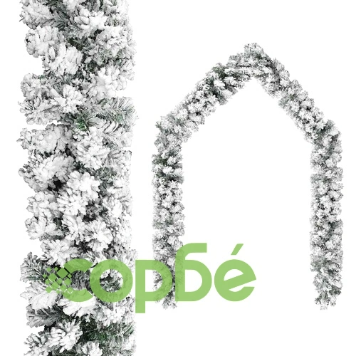Коледен гирлянд със сняг, зелен, 10 м, PVC ➤ топ цена ➤ sorbe.bg