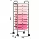 Мобилна количка за съхранение с 10 чекмеджета розова пластмаса