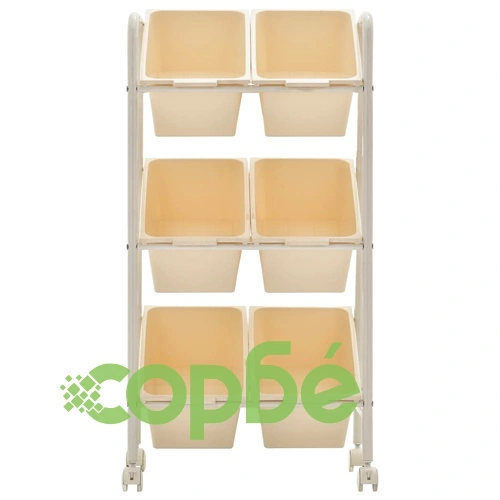 Количка за съхранение на играчки, 6 коша, бяла, пластмаса ➤ топ цена ➤ sorbe.bg
