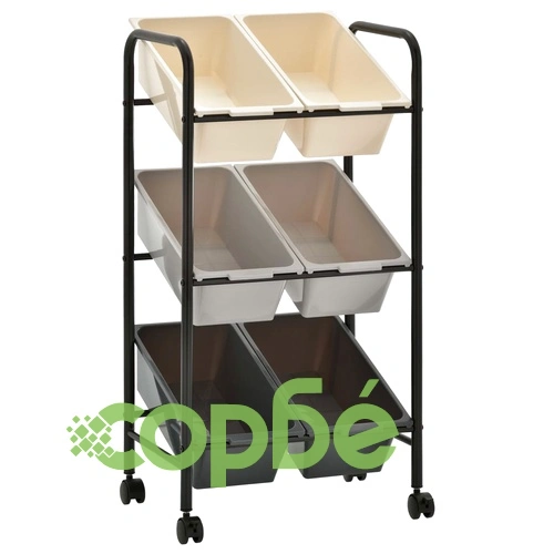 Количка за съхранение на играчки, 6 коша, омбре, пластмаса ➤ топ цена ➤ sorbe.bg