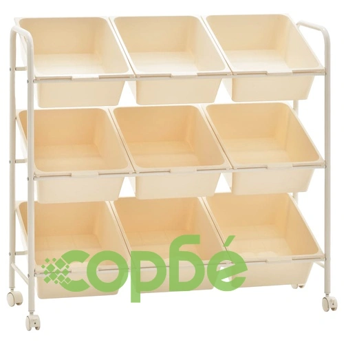 Количка за съхранение на играчки, 9 коша, бяла, пластмаса ➤ топ цена ➤ sorbe.bg