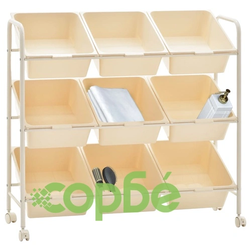 Количка за съхранение на играчки, 9 коша, бяла, пластмаса ➤ топ цена ➤ sorbe.bg