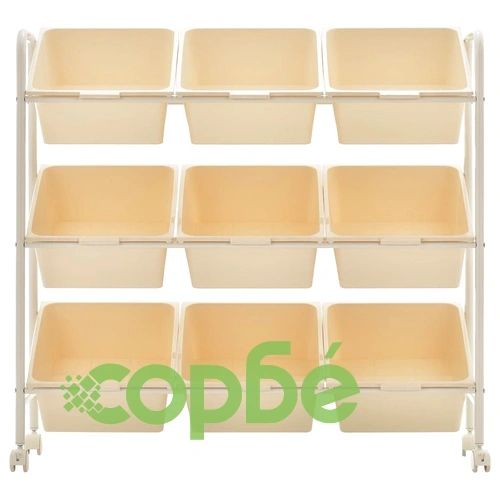 Количка за съхранение на играчки, 9 коша, бяла, пластмаса ➤ топ цена ➤ sorbe.bg