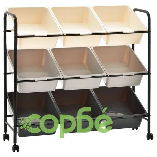 Количка за съхранение на играчки, 9 коша, омбре, пластмаса ➤ топ цена ➤ sorbe.bg