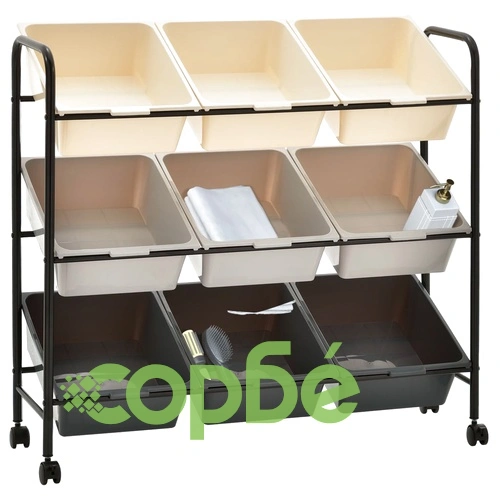 Количка за съхранение на играчки, 9 коша, омбре, пластмаса ➤ топ цена ➤ sorbe.bg