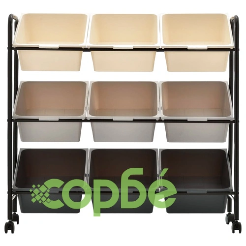 Количка за съхранение на играчки, 9 коша, омбре, пластмаса ➤ топ цена ➤ sorbe.bg