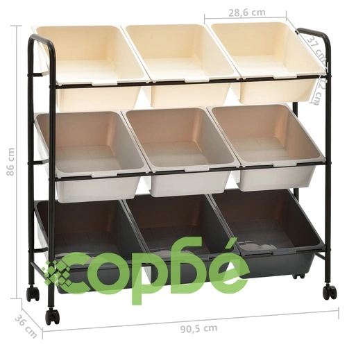 Количка за съхранение на играчки, 9 коша, омбре, пластмаса ➤ топ цена ➤ sorbe.bg