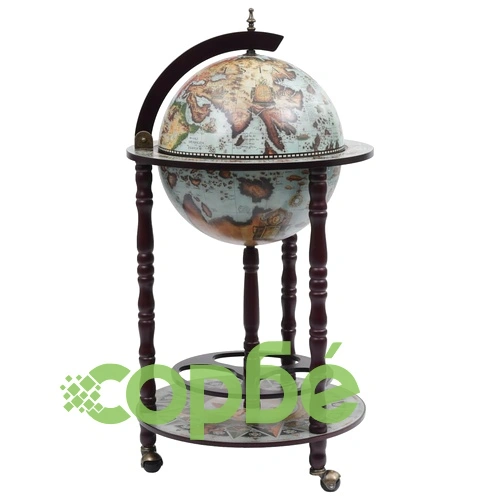 Глобус бар стойка за вино, евкалиптово дърво, син ➤ топ цена ➤ sorbe.bg