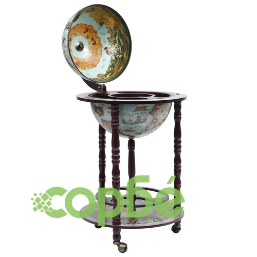 Глобус бар стойка за вино, евкалиптово дърво, син ➤ топ цена ➤ sorbe.bg