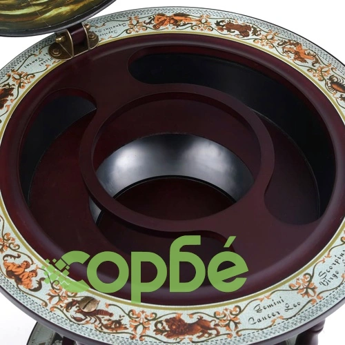 Глобус бар стойка за вино, евкалиптово дърво, син ➤ топ цена ➤ sorbe.bg