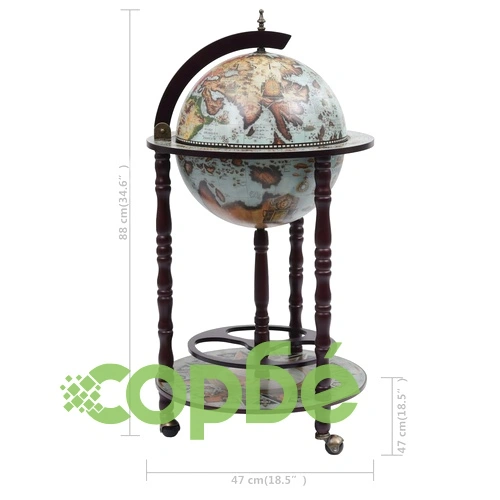 Глобус бар стойка за вино, евкалиптово дърво, син ➤ топ цена ➤ sorbe.bg