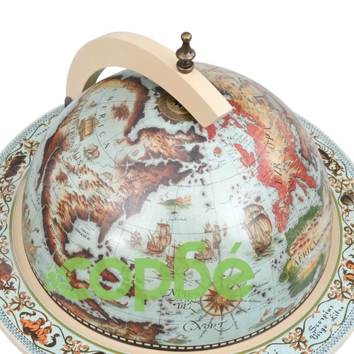 Глобус бар стойка за вино, евкалиптово дърво, син  ➤ топ цена ➤ sorbe.bg