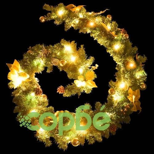 Коледен гирлянд с LED лампички, зелен, 2,7 м, PVC ➤ топ цена ➤ sorbe.bg