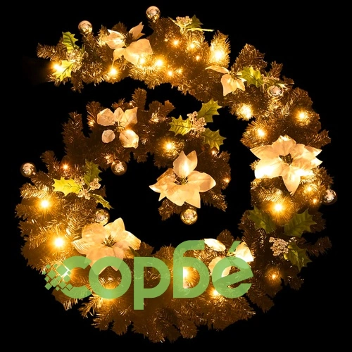 Коледен гирлянд с LED лампички, черен, 2,7 м, PVC ➤ топ цена ➤ sorbe.bg