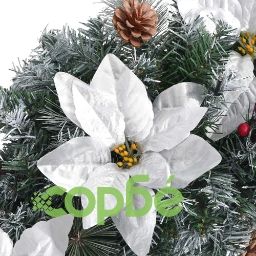 Коледен венец с LED лампички, зелен, 60 см, PVC ➤ топ цена ➤ sorbe.bg
