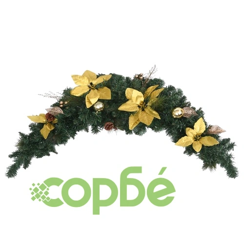 Коледна арка с LED лампички, зелена, 90 см, PVC ➤ топ цена ➤ sorbe.bg