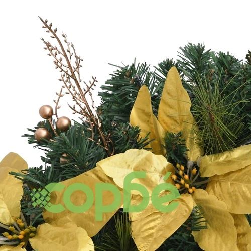 Коледна арка с LED лампички, зелена, 90 см, PVC ➤ топ цена ➤ sorbe.bg