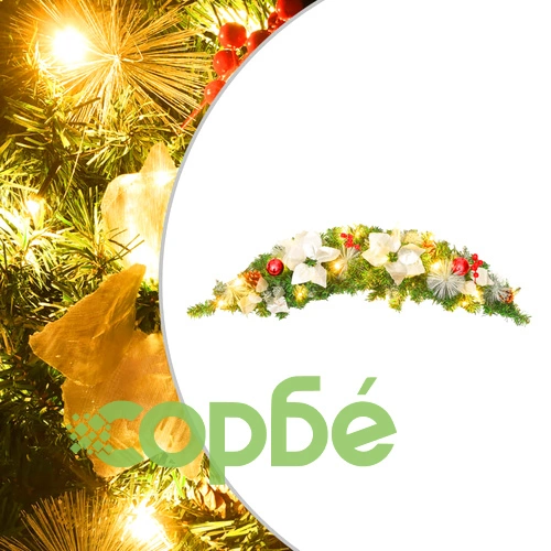 Коледна арка с LED лампички, зелена, 90 см, PVC ➤ топ цена ➤ sorbe.bg