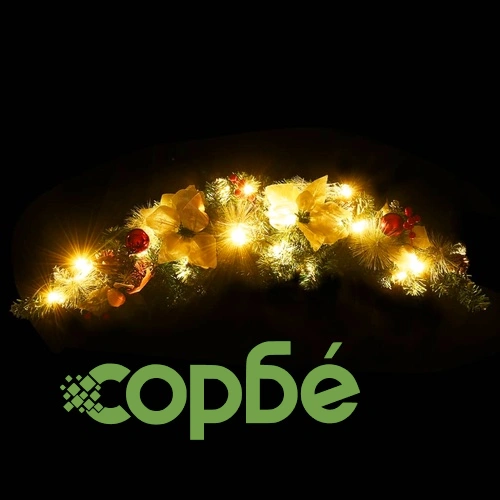 Коледна арка с LED лампички, зелена, 90 см, PVC ➤ топ цена ➤ sorbe.bg